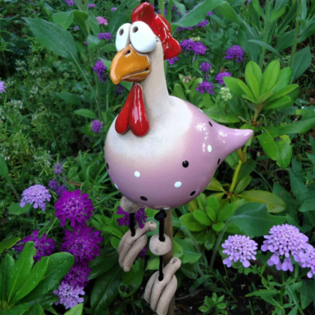Cute Dangling Legs Chicken Statue Patio Balcony Ornament