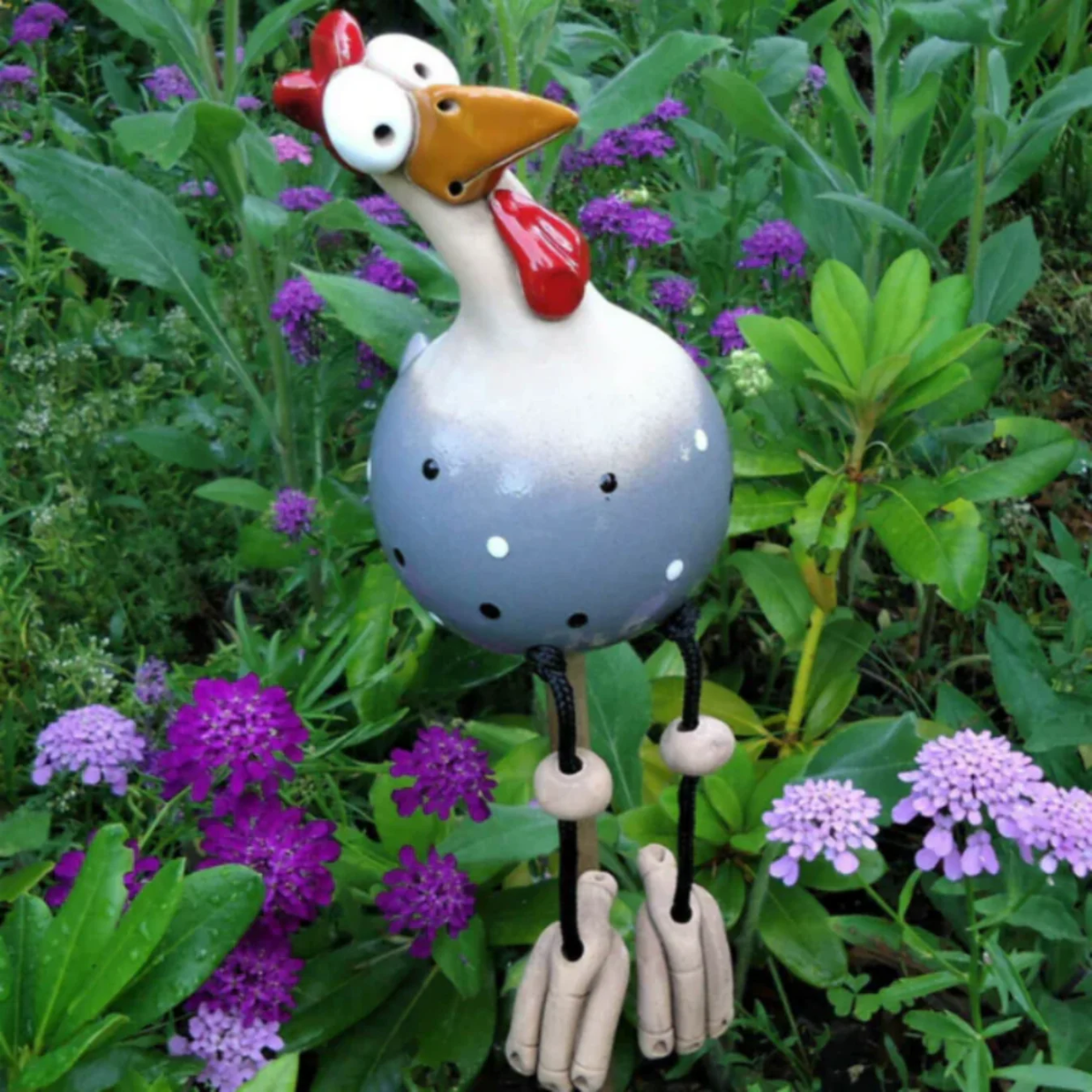 Cute Dangling Legs Chicken Statue Patio Balcony Ornament