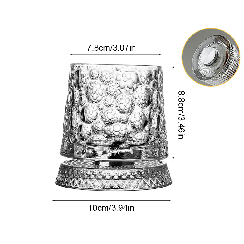 360° Spinning Crystal Whiskey Glass – Luxury Rotating Bourbon & Cocktail Tumbler (280ml)