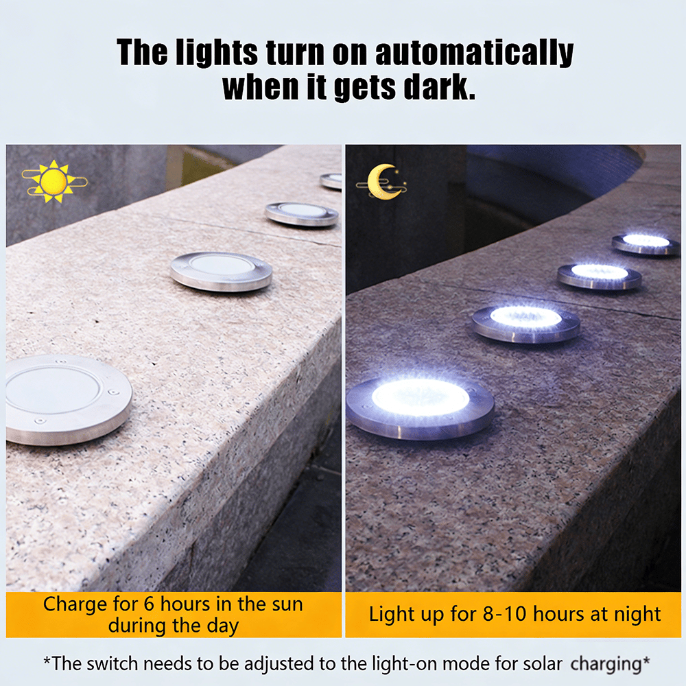 Solar Ground Lights – 8 LED Outdoor Disk Lights