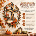 2D Autumn Cross And Pumpkin Harvest Metal Wall Decor