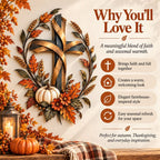 2D Autumn Cross And Pumpkin Harvest Metal Wall Decor