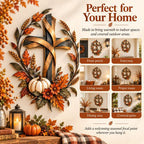 2D Autumn Cross And Pumpkin Harvest Metal Wall Decor