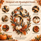 2D Autumn Cross And Pumpkin Harvest Metal Wall Decor