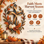 2D Autumn Cross And Pumpkin Harvest Metal Wall Decor