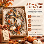 2D Autumn Cross And Pumpkin Harvest Metal Wall Decor