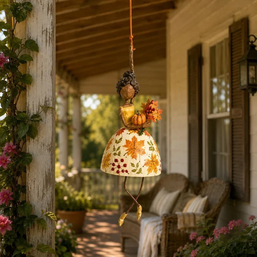 Hand-Painted Dancing Lady Hanging Ornament With Songbird