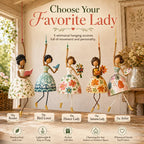 Hand-Painted Dancing Lady Hanging Ornament With Songbird