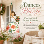 Hand-Painted Dancing Lady Hanging Ornament With Songbird