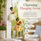 Hand-Painted Dancing Lady Hanging Ornament With Songbird