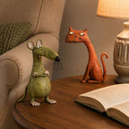 Whimsical Vintage Mouse & Cat Figurine