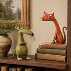 Whimsical Vintage Mouse & Cat Figurine