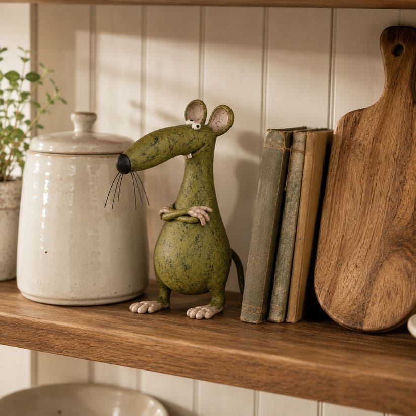 Whimsical Vintage Mouse & Cat Figurine