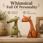 Whimsical Vintage Mouse & Cat Figurine