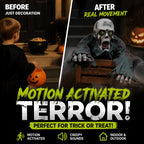 Crawling Halloween Skeleton Prop With Glowing Eyes & Sound
