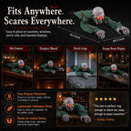 Crawling Halloween Skeleton Prop With Glowing Eyes & Sound