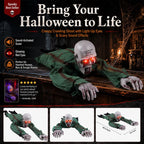 Crawling Halloween Skeleton Prop With Glowing Eyes & Sound