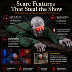 Crawling Halloween Skeleton Prop With Glowing Eyes & Sound