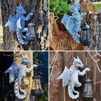 Garden Decor Dragon Hugging Tree Garden Statue with Solar Lantern
