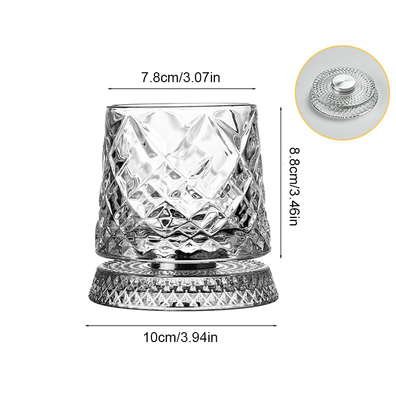 360° Spinning Crystal Whiskey Glass – Luxury Rotating Bourbon & Cocktail Tumbler (280ml)