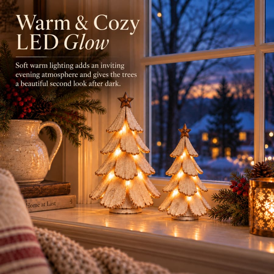 Vintage Lighted Christmas Tree Figurine With Warm LED Glow