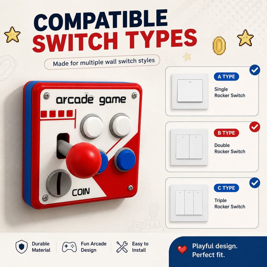 Retro Arcade Light Switch Cover – 3D Gamer Wall Plate Decor