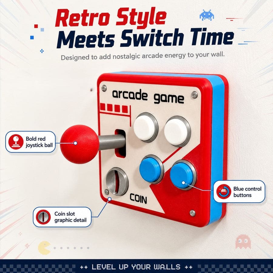 Retro Arcade Light Switch Cover – 3D Gamer Wall Plate Decor