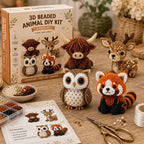 DIY 3D Beaded Woodland Friends Embroidery Kit – 4PCS Handmade Craft Set