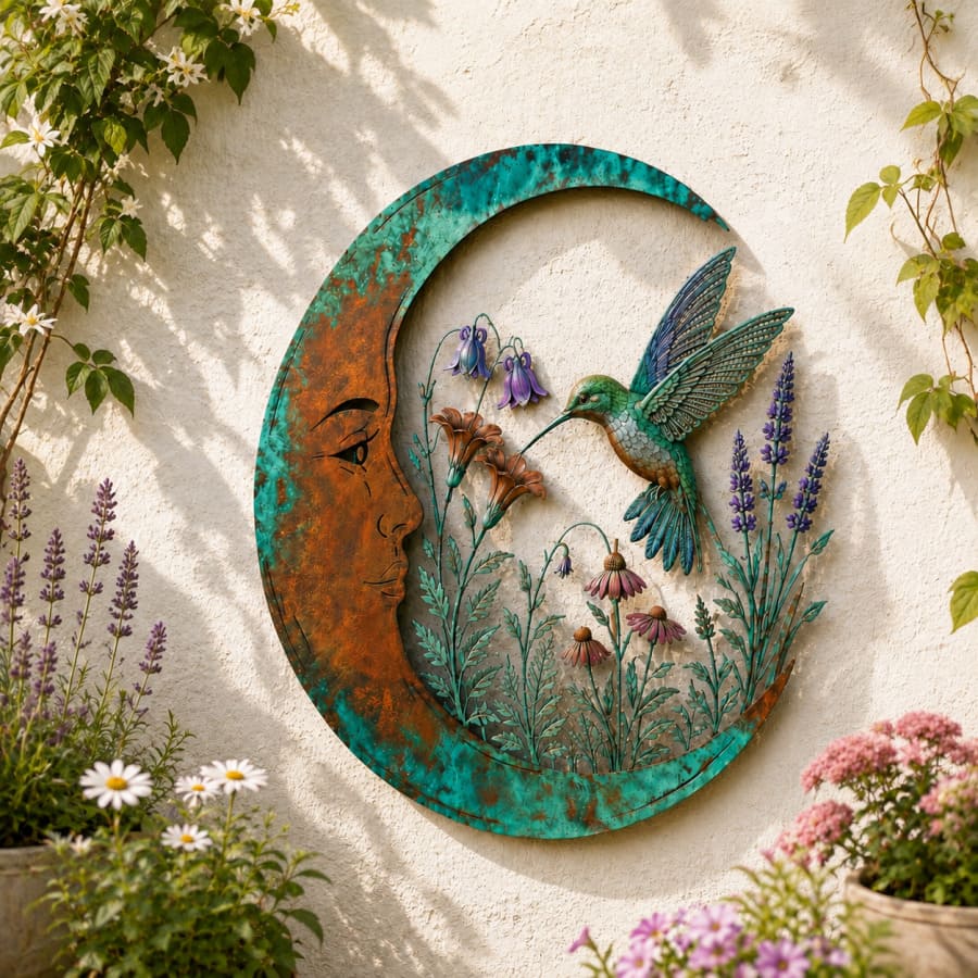 Décoration murale de jardin en croissant de lune