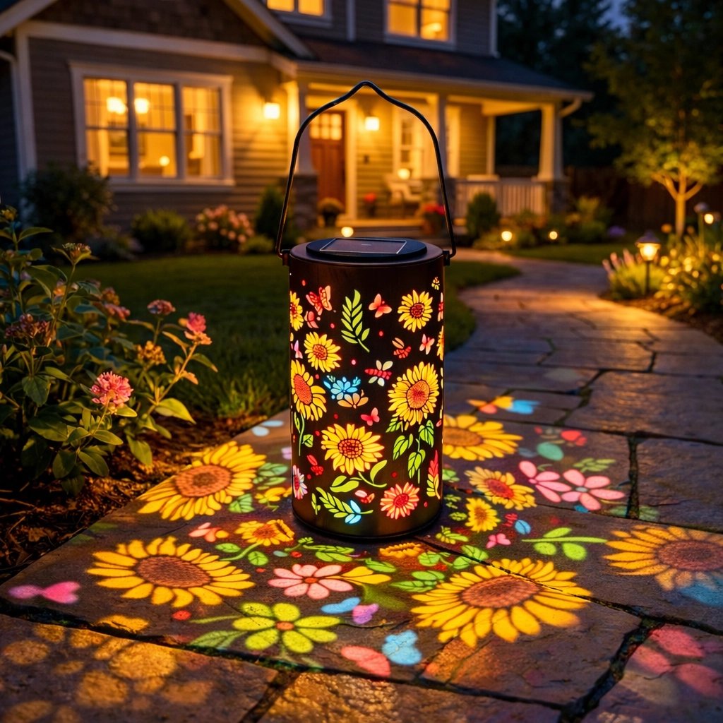 🌻 Sunflower Motif Solar Garden Lantern – IP55 Waterproof Outdoor Decor Light