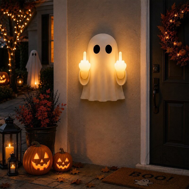 Funny Ghost Wall Lamp with Flipping Middle Finger