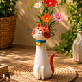 Cute Long Neck Cat Resin Vase For Playful Home Decor