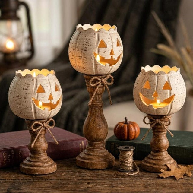 Halloween Pumpkin Candle Holder – Cozy Fall Home Decor