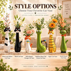 Cute Long Neck Cat Resin Vase For Playful Home Decor