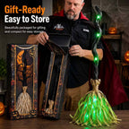 Animated Witch Broom Halloween Decor With LED Lights