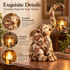 Vintage Elephant Lantern Statue With Warm Light