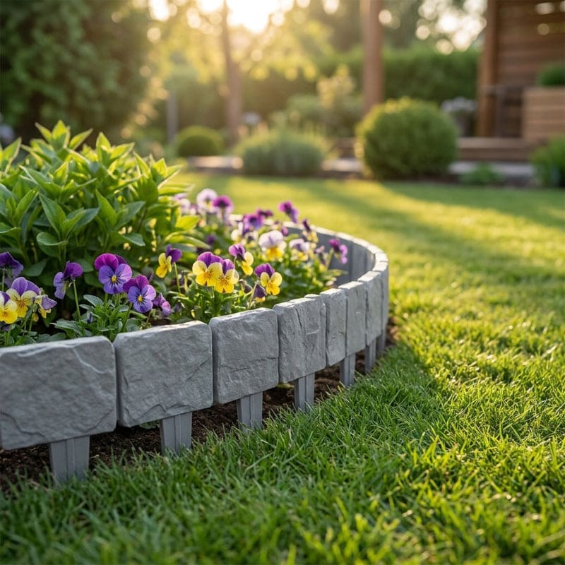 Lawn Border Fence – Stone Effect Garden Edging Landscape Decor