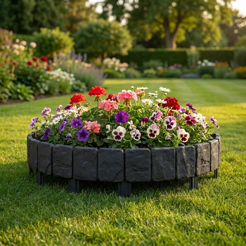 Lawn Border Fence – Stone Effect Garden Edging Landscape Decor