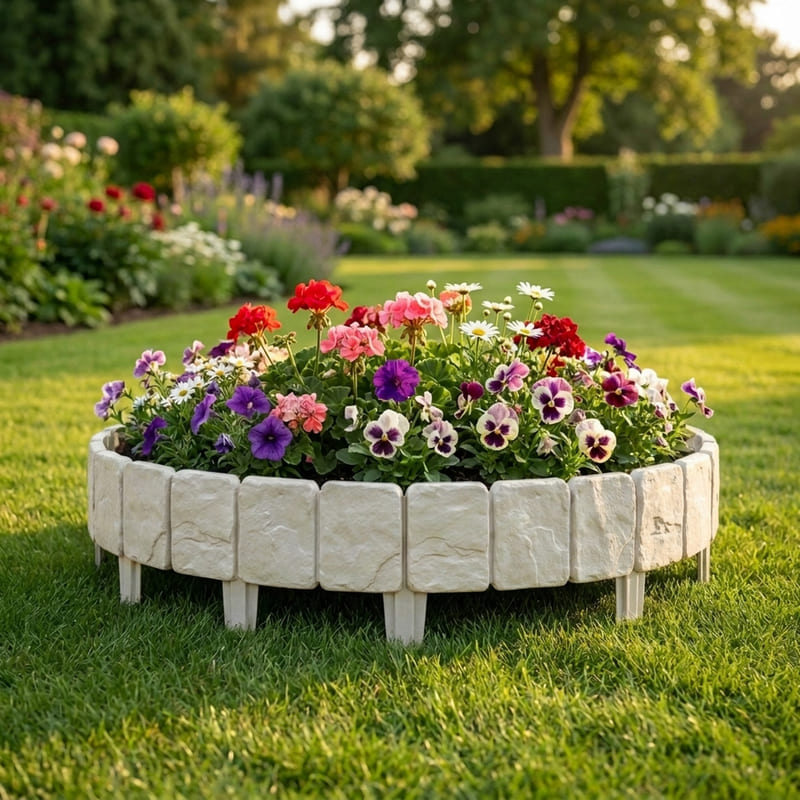 Lawn Border Fence – Stone Effect Garden Edging Landscape Decor