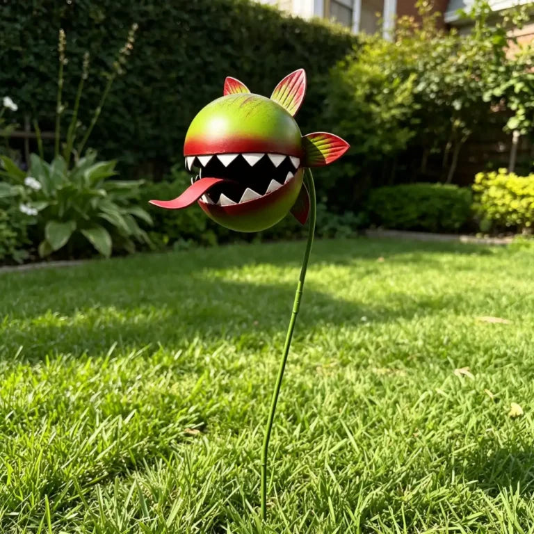 Hand-Painted Metal Carnivorous Flower Garden Stake
