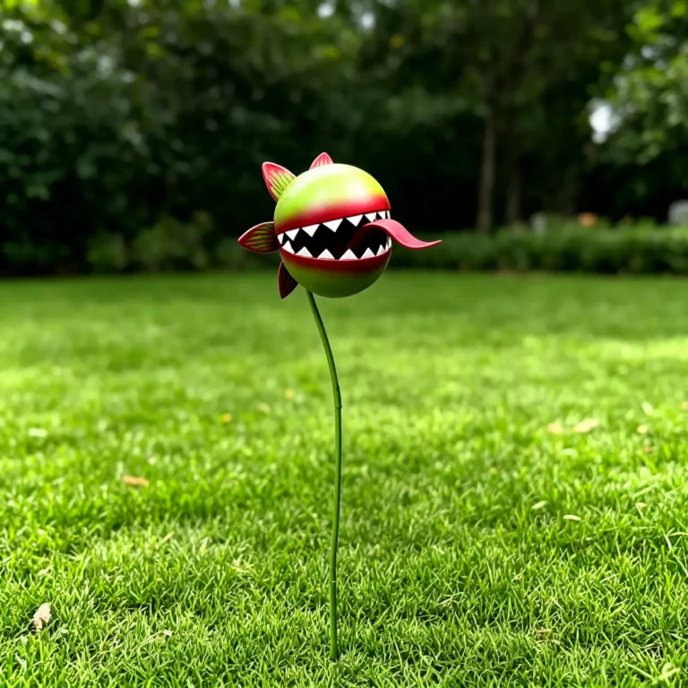 Hand-Painted Metal Carnivorous Flower Garden Stake
