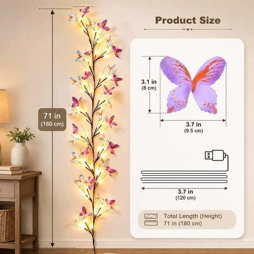 Butterfly Willow Vine Lights – LED Branch Wall Decor with Remote & 8 Lighting Modes