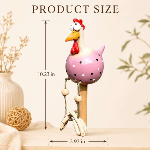 Statue de poulet à pattes pendantes – Décoration de jardin et de patio fantaisiste