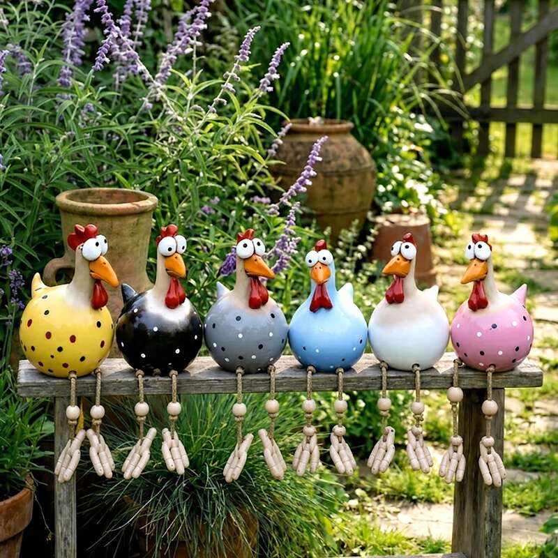 Cute Dangling Legs Chicken Statue – Whimsical Garden & Patio Decor