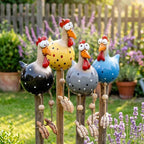 Statue de poulet à pattes pendantes – Décoration de jardin et de patio fantaisiste