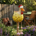 Statue de poulet à pattes pendantes – Décoration de jardin et de patio fantaisiste