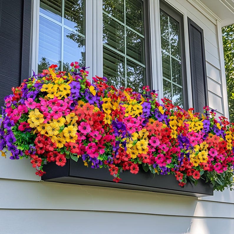 Colorful Artificial Flower Garden Stake – Weatherproof Outdoor Yard Decor