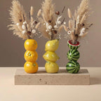 Fruit Stack Ceramic Vase – Playful Orange, Lemon, Watermelon & Strawberry Home Decor
