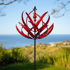 Lotus Metal Wind Spinner Garden Stake