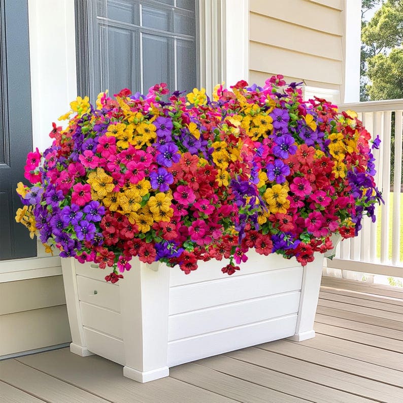 Colorful Artificial Flower Garden Stake – Weatherproof Outdoor Yard Decor